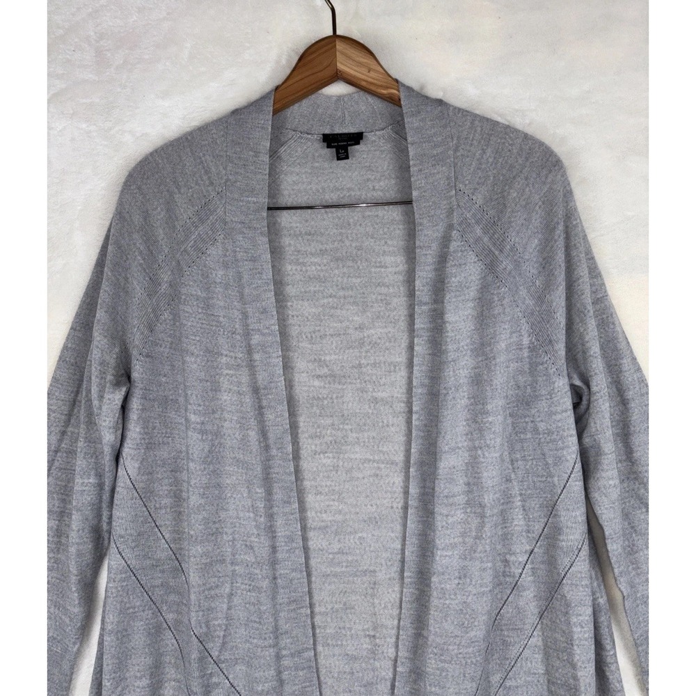 Talbots Petites Gray Pure Merino Wool Long Cardigan/Duster Sweater Large (LP) - Picture 3 of 15